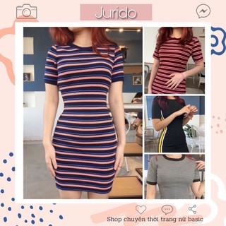 Đầm ôm body tay ngắn cổ tròn hm vnxk