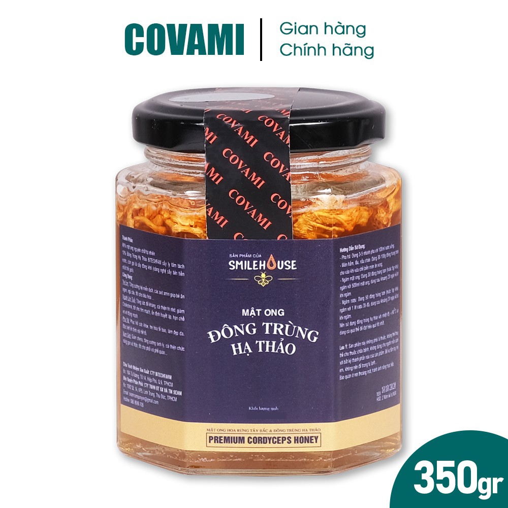 Đông trùng hạ thảo sấy thăng hoa ngâm mật ong hoa rừng loại thượng hạng Smilehouse thương hiệu COVAMI 350GR