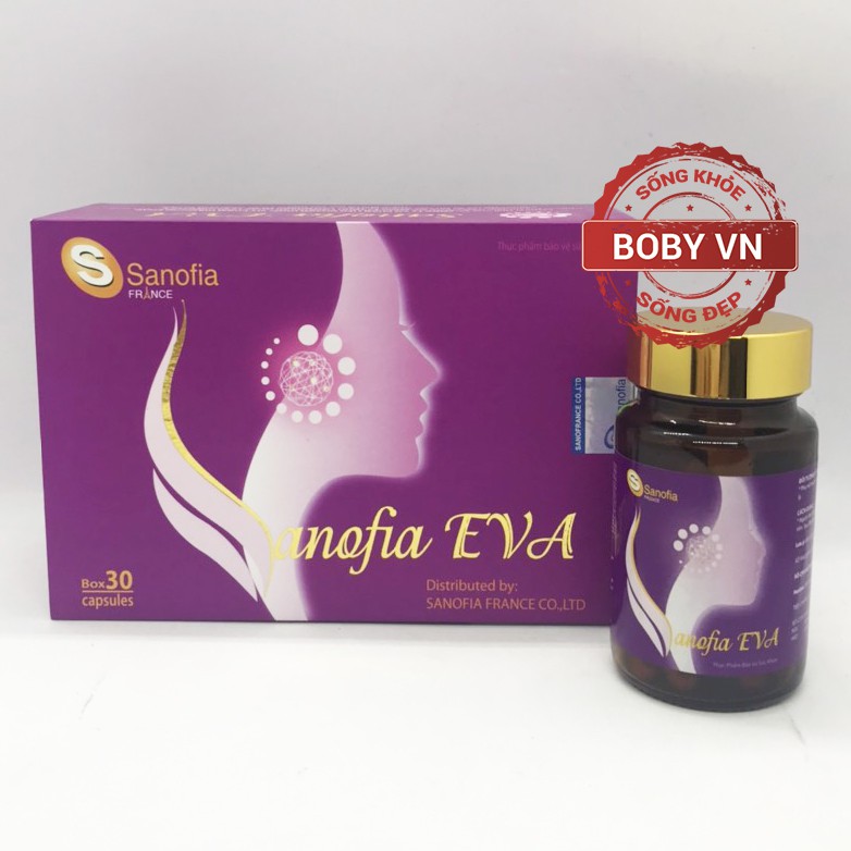 Sanofia Eva cân bằng nội tiết tố nữ làm chậm lão hóa đẹp da - Hộp 30 viên - Chính hãng