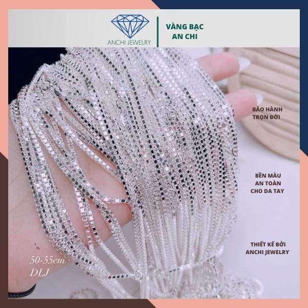 Dây chuyền nam mắt xích vuông dẹt - bạc ta S99 sáng đẹp , An chi jewelry