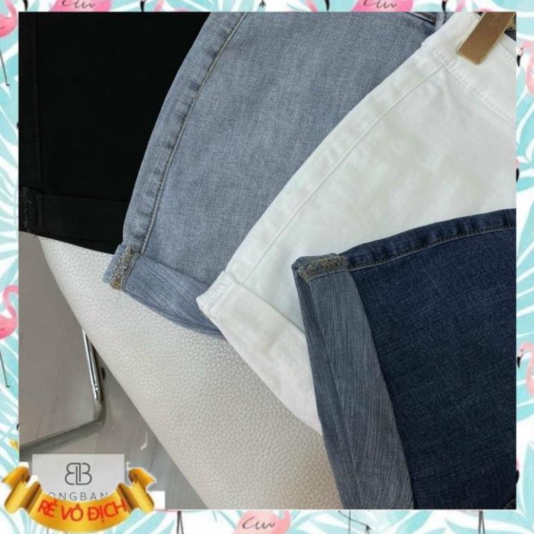 Quần sooc jeans trơn gập gấu nhiều màu cạp cao siêu đẹp hothit