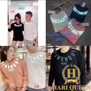 Các mẫu áo Sweater Luôn Vui Tươi in chữ vòng cổ siêu hot HARI