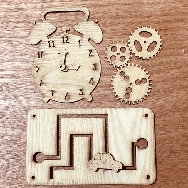 Phụ Kiện Làm Bảng Bận Rộn|Bộ Đồng Hồ Gỗ, Bánh Răng Và Mê Cung Ô Tô, Tự Làm Đồ Chơi Cho Bé