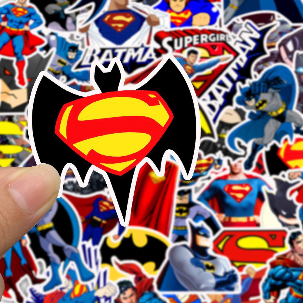 Sticker Set 45 miếng dán Graffiti hình Batman và Superman trang trí đa năng