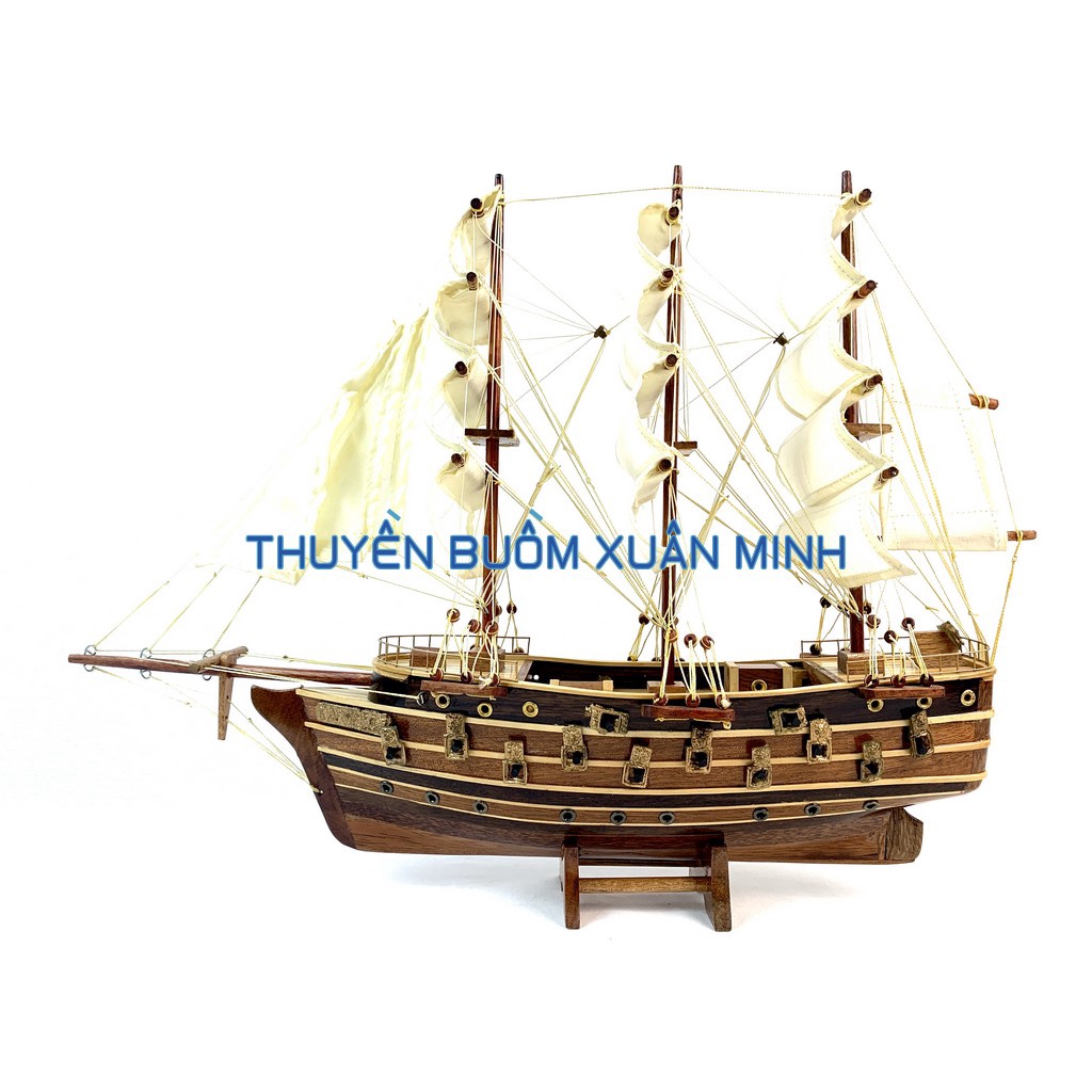 Mô Hình Thuyền Buồm Gỗ Phong Thuỷ Napoleon - Tàu Chiến Cổ Pháp - Loại Tiêu Chuẩn - Gỗ tự nhiên - Dài 52cm