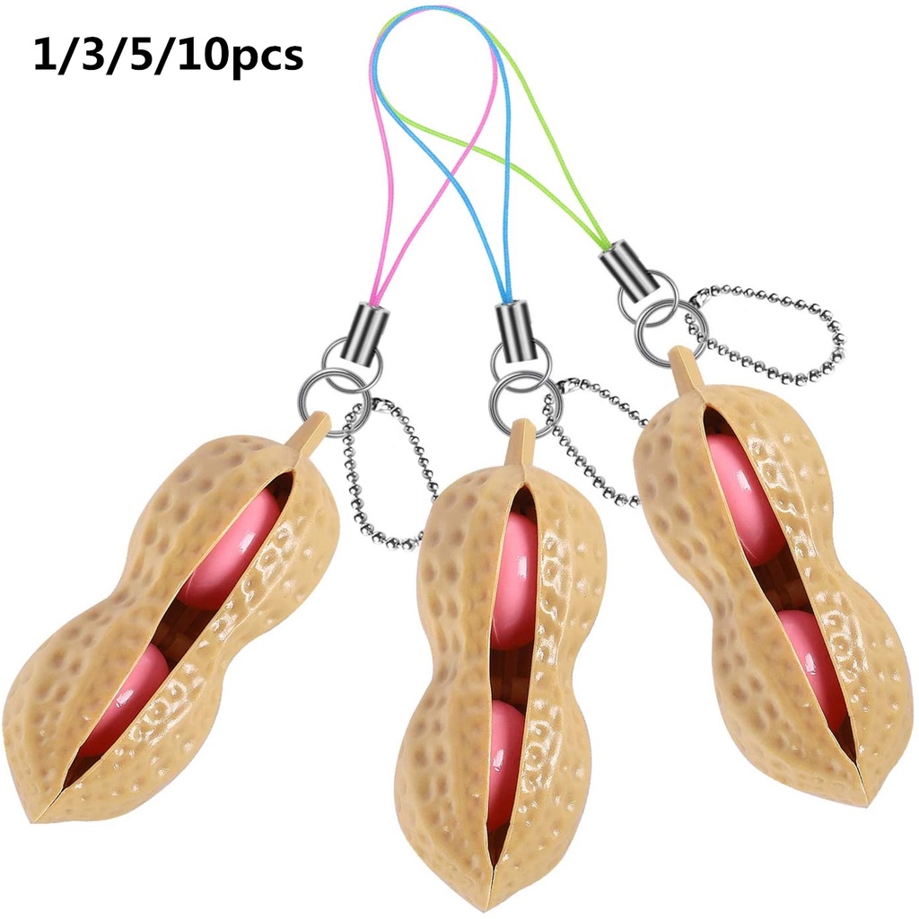 1/3/5/10 Móc Khóa Hình Hạt Đậu Phộng Dễ Thương