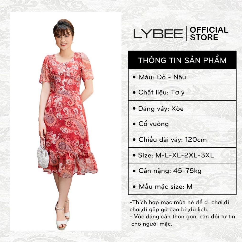 Đầm trung niên dự tiệc thiết kế LYBEE 625 chất tơ cao cấp kích thước từ 45kg-75kg WLI
