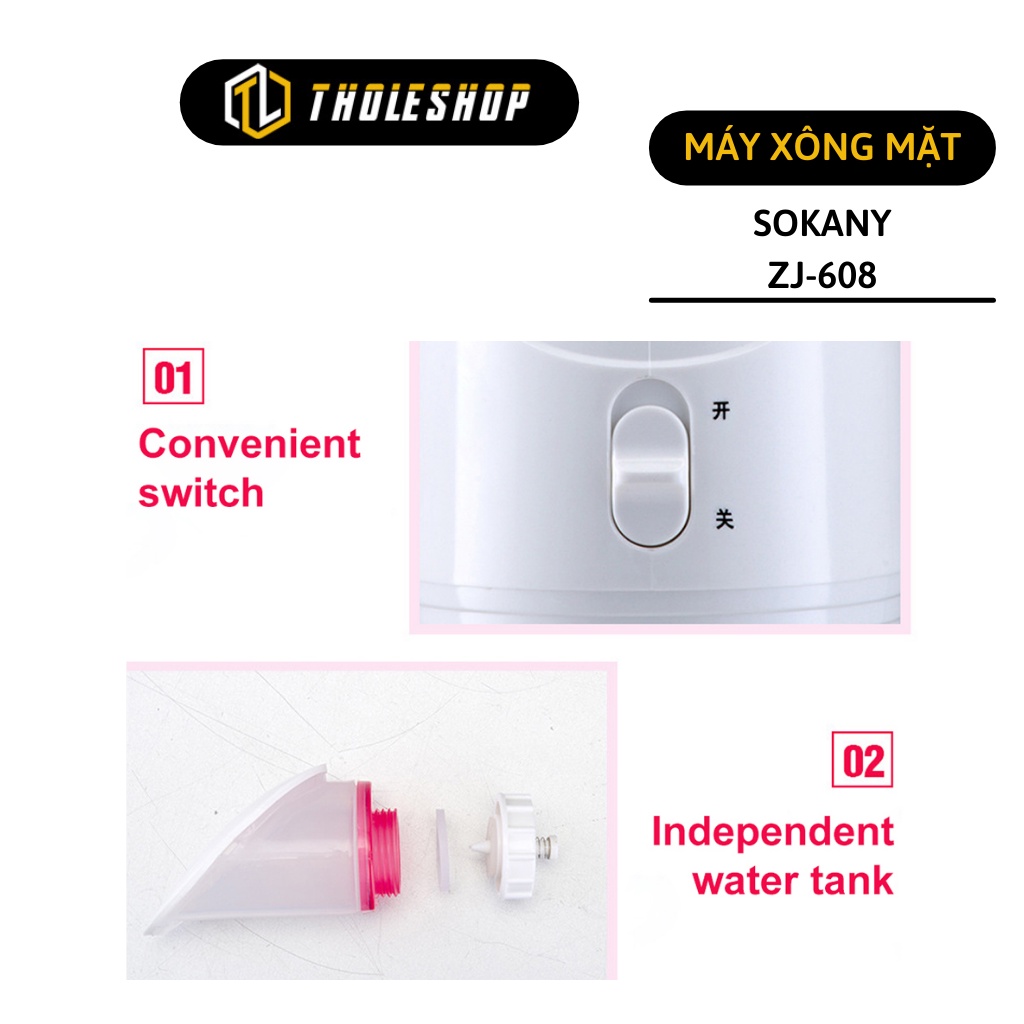 Máy tạo hơi nóng - Máy xông hơi mặt SOKANY ZJ-608 cao cấp tác động sâu vào da 2298