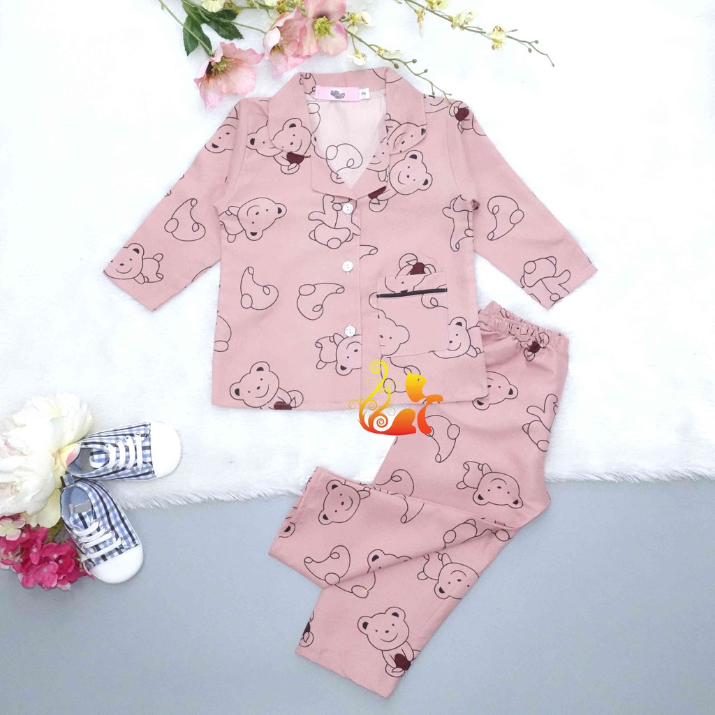 Đồ Mặc Nhà &quot;Gấu vui vẻ&quot; Pijama Kate Thái Quần Dài - Cho Bé 8-38kg.