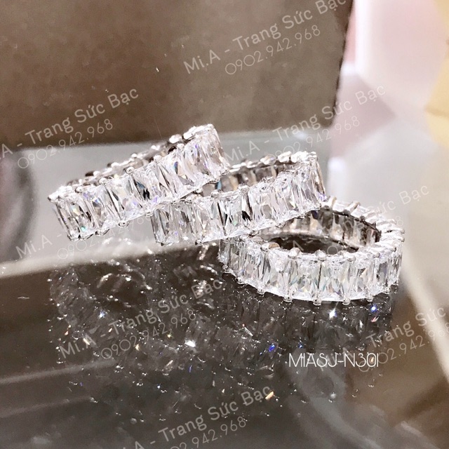 ẢNH THẬT KÈM CLIP Nhẫn bạc Ý S925 đá chữ nhật CZ cao cấp N301