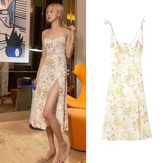 Đầm dây họa tiết hoa phong cách Hàn Quốc cổ điển thời trang dành cho nữ 
