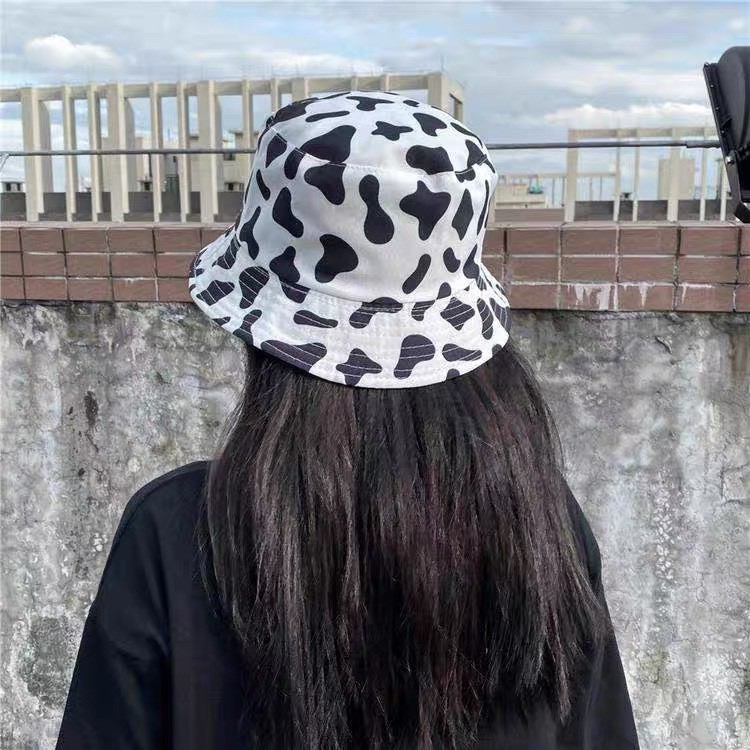 Mũ bucket đội 2 mặt bò sữa nón vành tròn hoạ tiết trắng đen phong cách Ulzzang form unisex nam nữ