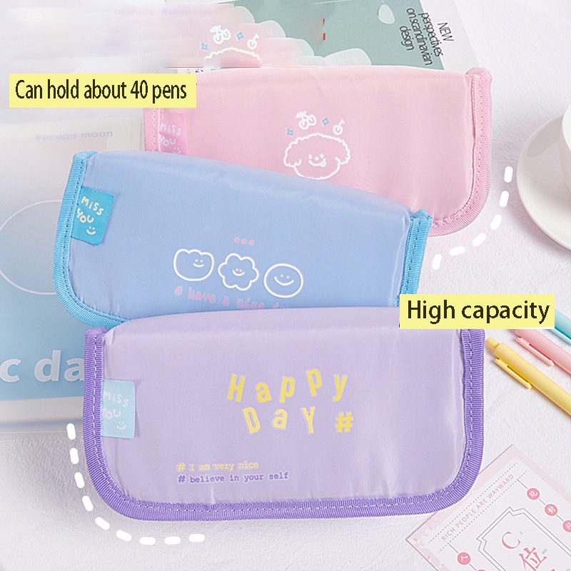 Hộp Đựng Bút Nắp Gập Hình Vuông Sức Chứa Lớn Nhiều Ngăn Họa Tiết Hoạt Hình Dễ Thương Cho Học Sinh