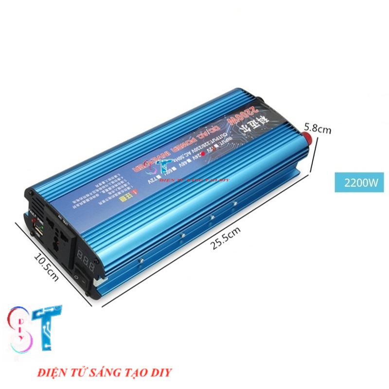 Bộ Inverter Kích Điện 24VDC Lên 220VAC Có LED Hiển Thị 2200W