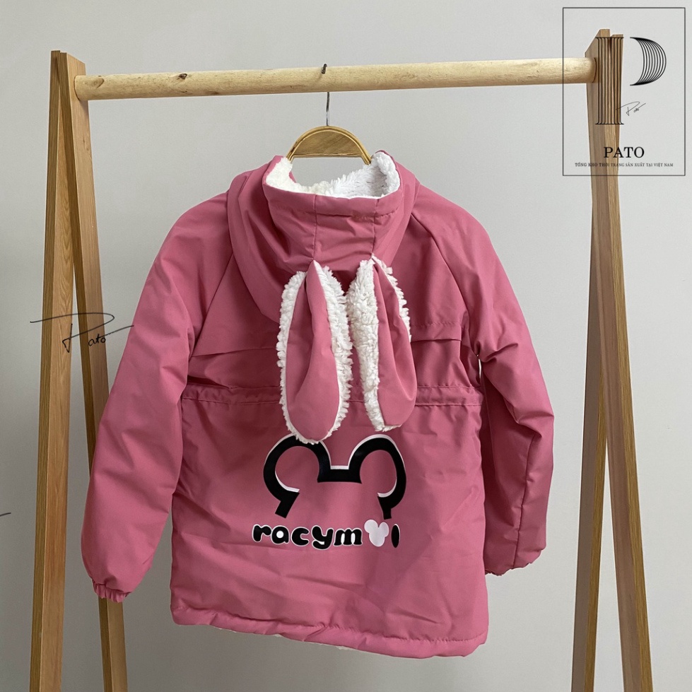 Áo khoác cho bé, áo gió lông cừu 3 lớp cho bé hình ngộ nghĩnh cho bé gái từ 1-5 tuổi có tai thỏ cực đáng yêu