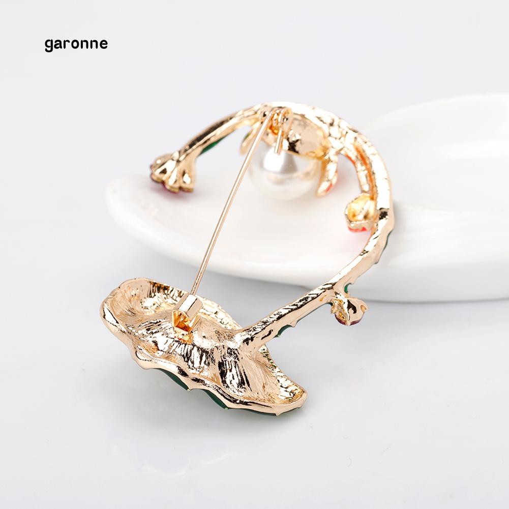 Ghim Cài Áo Hình Lá Sen Đính Ngọc Trai Giả Thanh Lịch Cho Nữ