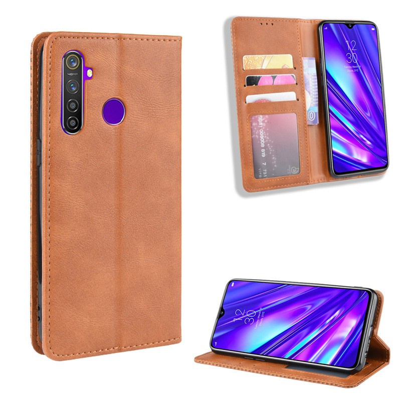 Bao da dạng ví Realme C15, C12, C11, C3i, C20, Realme 6, 6i, 6 Pro có nắp gập, ngăn đựng thẻ ATM tiền tiện lợi