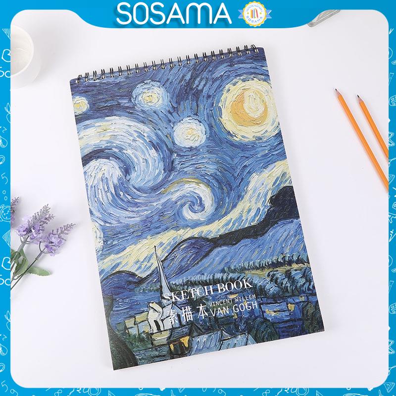 Sketchbook KOLANO sổ vẽ phác thảo, ký họa 100 trang A4 gáy xoắn bìa họa tiết 160g SN-001381