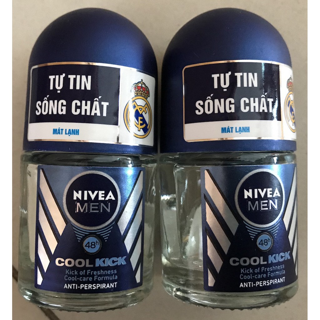 Combo 2  Lăn Khử Mùi Mát Lạnh Cho Nam Cool Kick Nivea 2x12ml (Thái Lan)