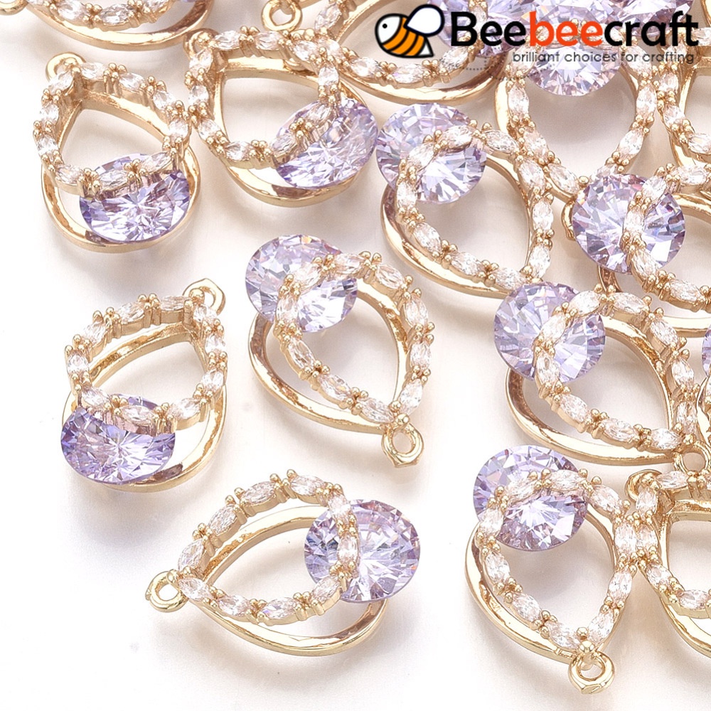 Set 2~5 Mặt Dây Chuyền Hình Giọt Nước Rỗng Bằng Đồng Thau Mạ Vàng 19x11x7mm Cho Làm Trang Sức