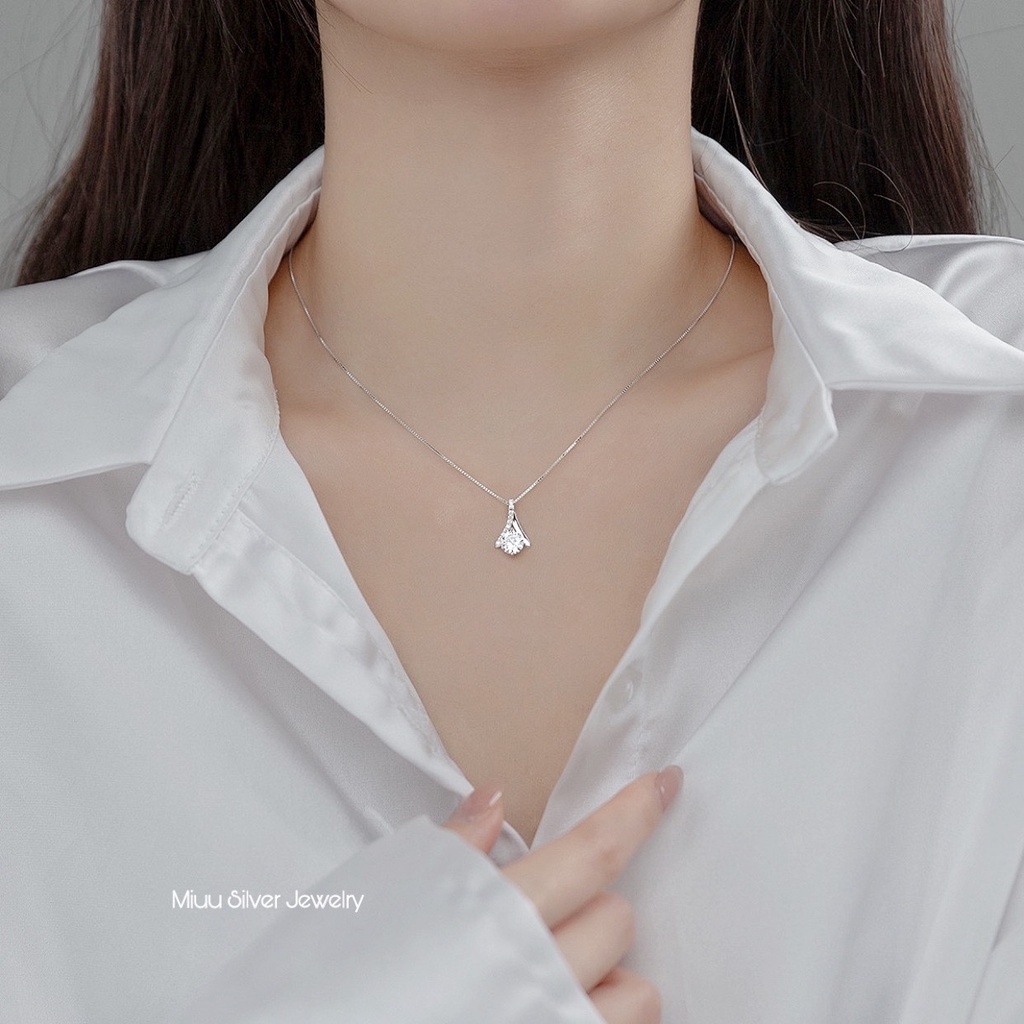 Dây chuyền bạc Miuu Silver, vòng cổ nữ đính đá sang trọng Orina