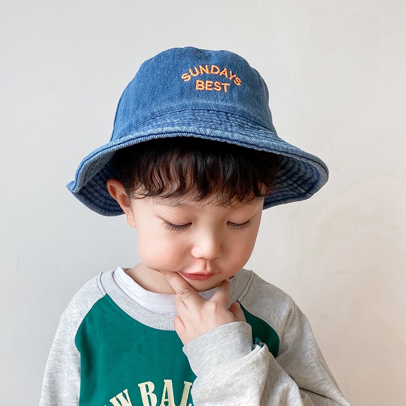 Nón Tai Bèo Denim Thêu Chữ Phong Cách Nhật Bản Xinh Xắn Dành Cho Trẻ