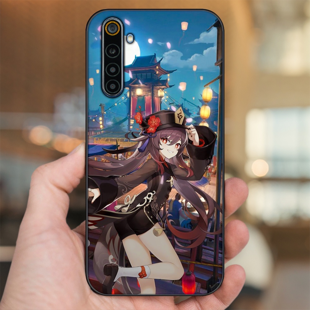 Ốp lưng Realme 6, 6 Pro viền đen in hình Hutao Genshin Impact
