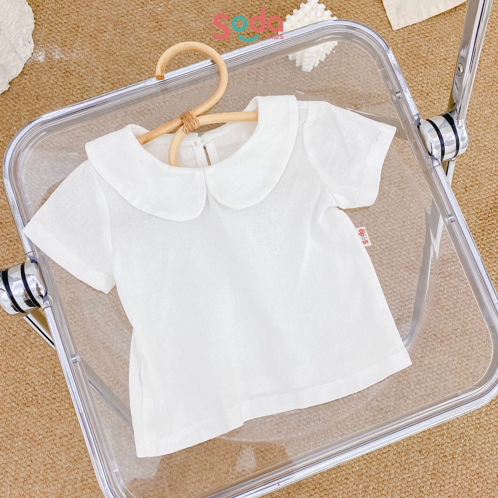 Áo linen cổ sen bé gái