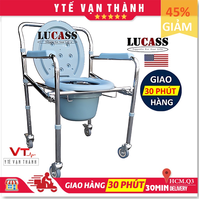 ✅ [CAO CẤP - LUCASS] Ghế Bô Vệ Sinh Có Bánh Xe Lucass G-696 (Bảo Hành 1 Năm Khung Sườn) - VT0352