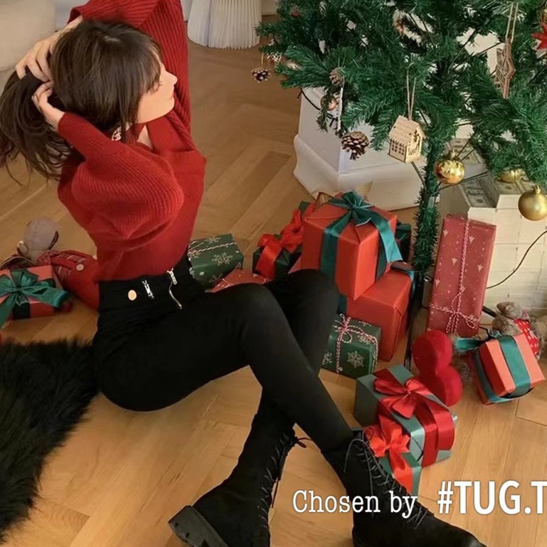 Áo len trễ vai phong cách hàn quốc, dáng rộng cổ chữ V mặc được 2 kiểu siêu xinh hàng quảng châu loại 1 | BigBuy360 - bigbuy360.vn