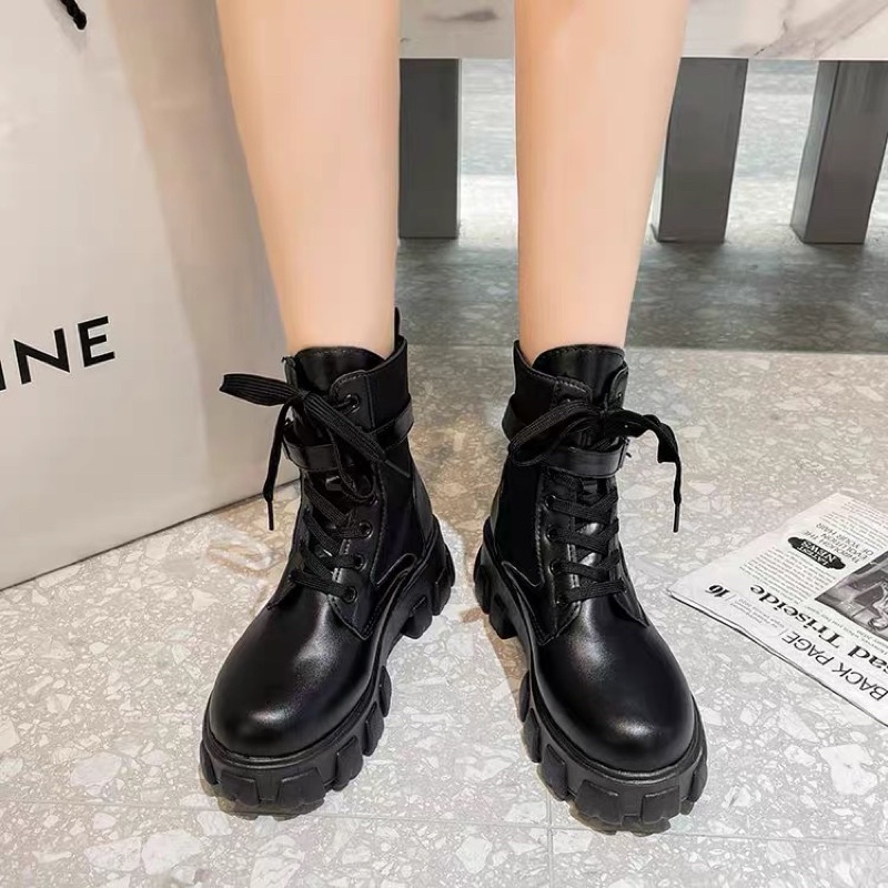 (HÀNG CÓ SẴN) Bốt chiến binh cổ ngắn da bóng BIG SIZE 35-43