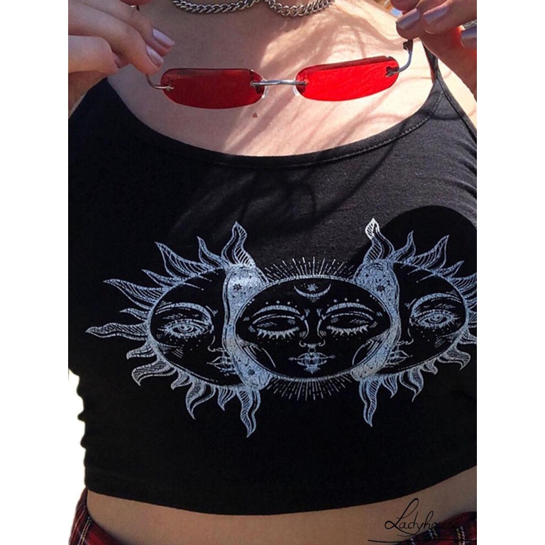 Áo Croptop Hai Dây Dáng Ôm In Họa Tiết Thời Trang Cho Nữ