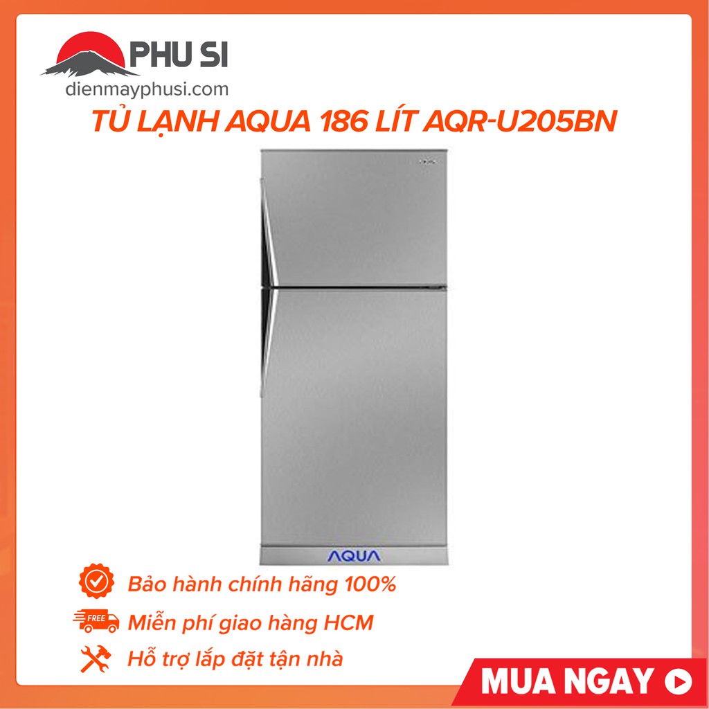 [Mã ELMS5TR giảm 5% đơn 5TR] [GIAO HCM] Tủ lạnh 2 cánh Aqua AQR-U205BN (SU), 205 lít