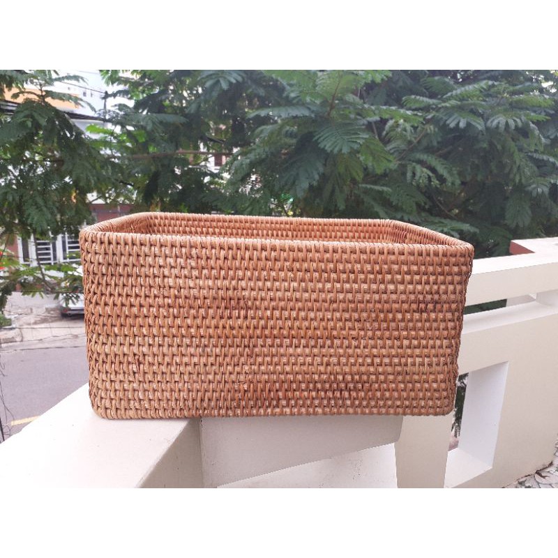 Giỏ mây tre có tay cầm hình chữ nhật 18x38x28cm