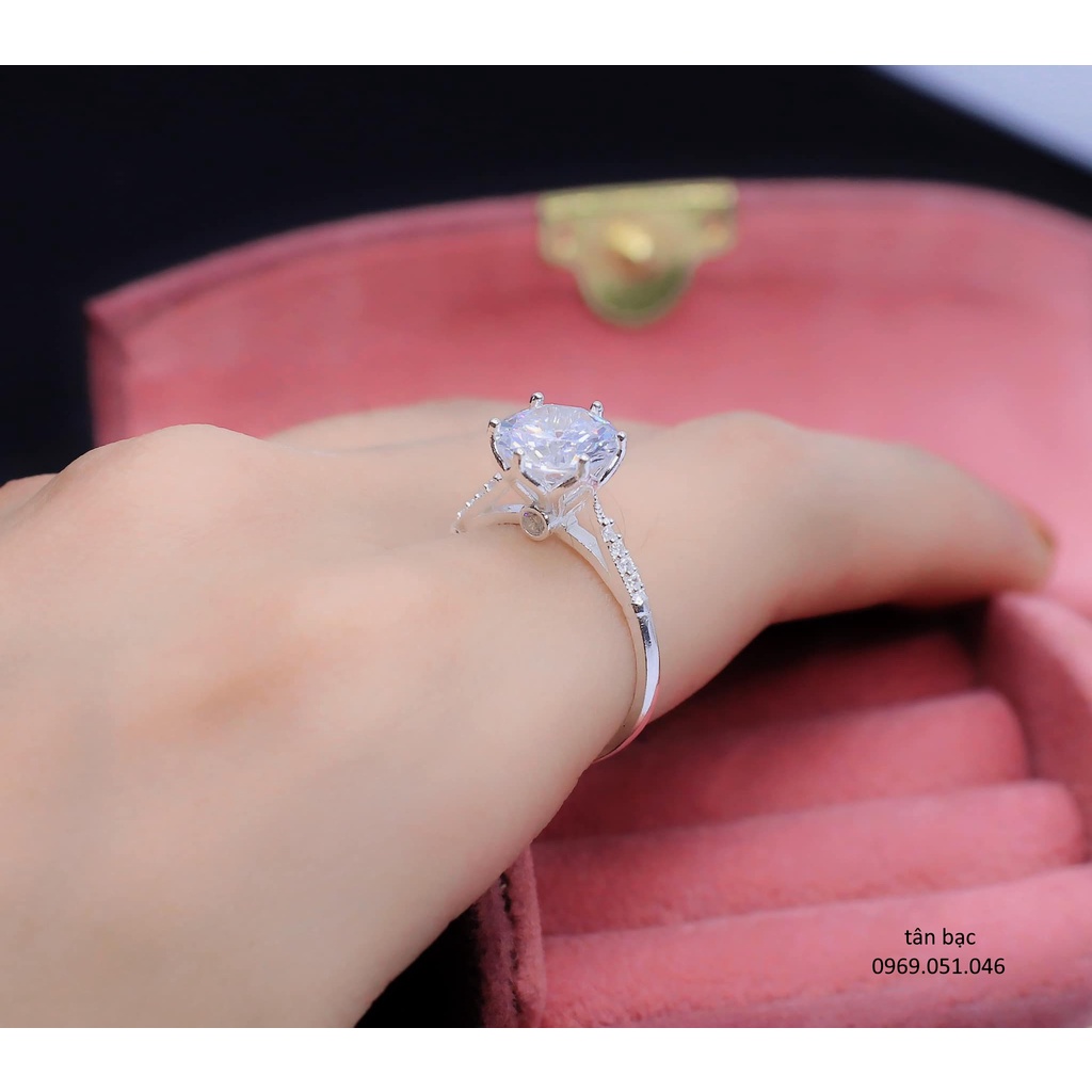 nhẫn nữ , bạc trắng , sáng , đính đá lấp lánh - trang sức TÂN BẠC