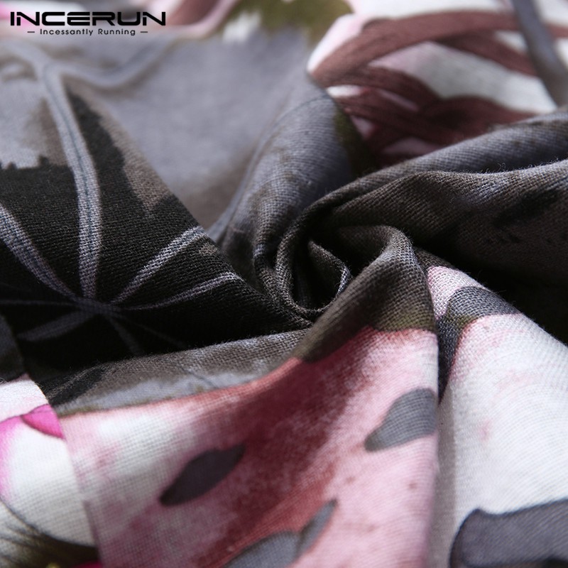 INCERUN Áo tay lỡ 3/4 in họa tiết phong cách cổ điển cho nam | BigBuy360 - bigbuy360.vn