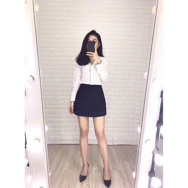 Chân váy chữ A chất Umi Hàn kèm quần chống lộ. | BigBuy360 - bigbuy360.vn