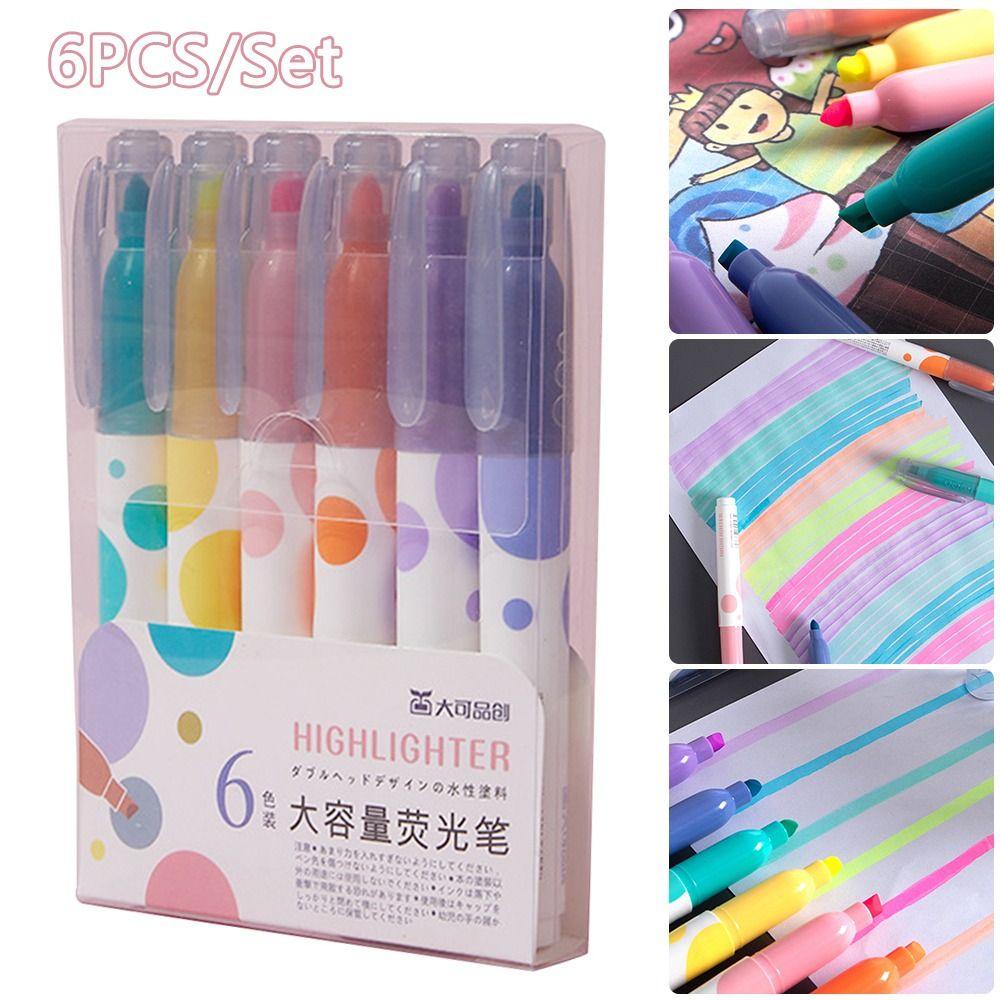RAINBOW Set 6 Bút Dạ Quang Nhiều Màu Sắc Đa Dạng