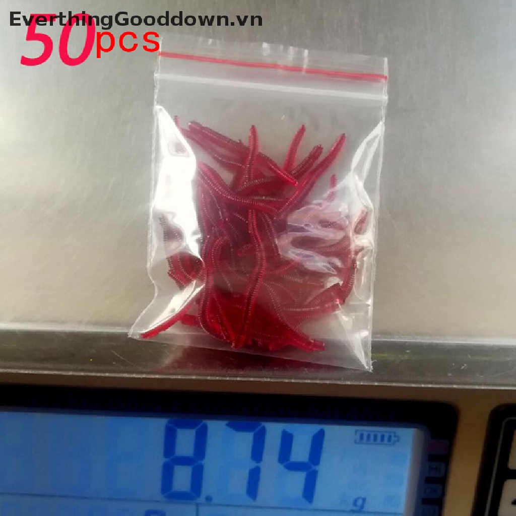 Everthinggooddown 50 Mồi Câu Cá Nhân Tạo Hình Giun Mềm 35mm
