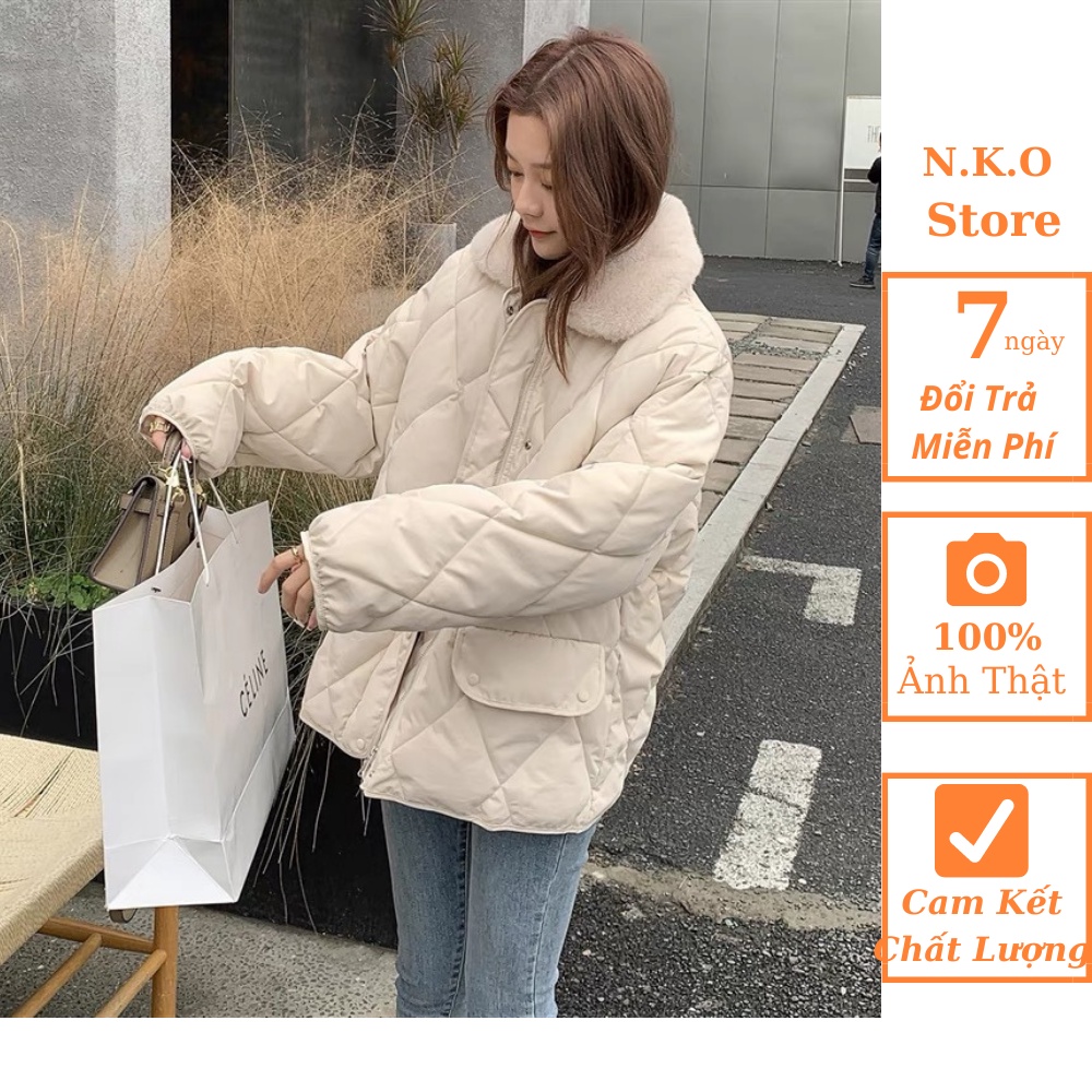 (SALE SỐC) Áo Khoác Phao Nữ Cổ Lông - Hàng Quảng Châu - NKO Store - Áo mùa lạnh