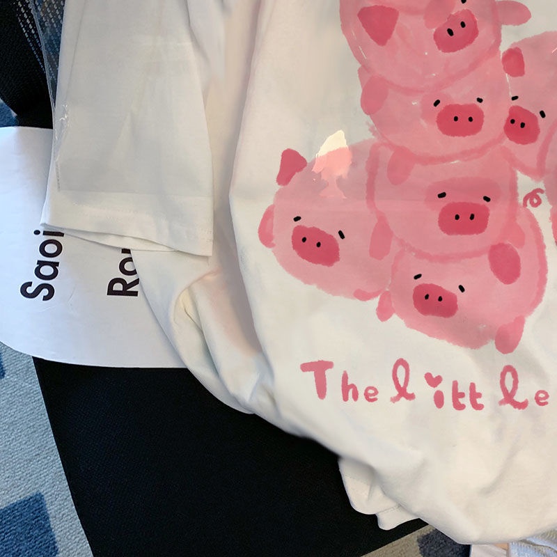 Áo Thun In Hình Chú Heo Dễ Thương Thời Trang Mùa Hè