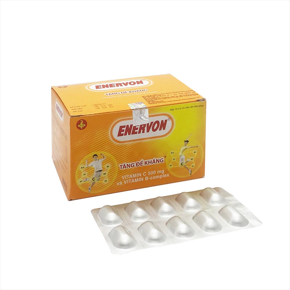 ENERVON C - VITAMIN C VÀ VITAMIN B-COMPLEX - TĂNG SỨC ĐỀ KHÁNG HỘP 100 VIÊN  và sủi bột Tuýt 10 viên