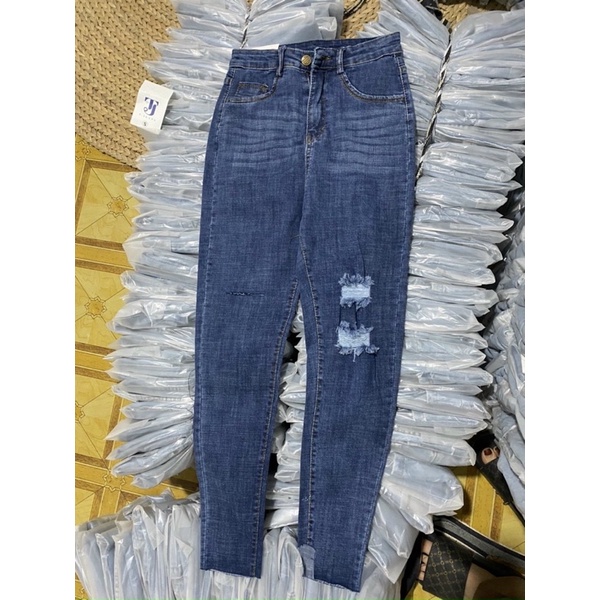 Quần jeans bó dãn cạp siêu cao kèm ảnh thật