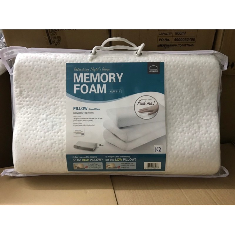 🍓🍓GỐI MEMORY FOAM 50D HÌNH CONG LOCK&LOCK-HLW111