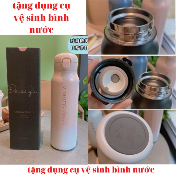 Bình giữ nhiệt INOX 304 phong cách hàn quốc , bình nước có ống hút dung tích 500ml có dây đeo
