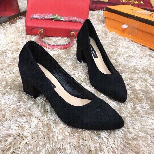Giày cao gót da nhung đế trụ 5p chắc chân