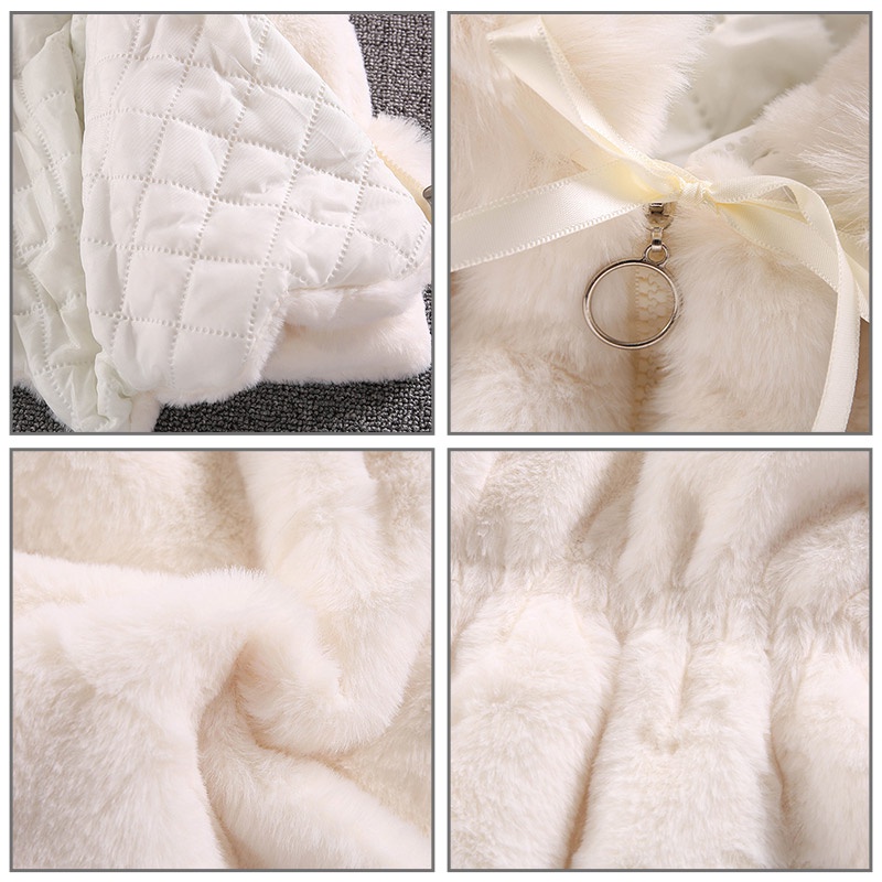 Áo khoác IQ ANGEL lông giả dày cổ phối lông thời trang mới cho bé gái