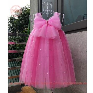 Váy công chúa ❤️FREESHIP❤️ Váy công chúa cho bé hồng phấn phối hồng sen nơ đính đá