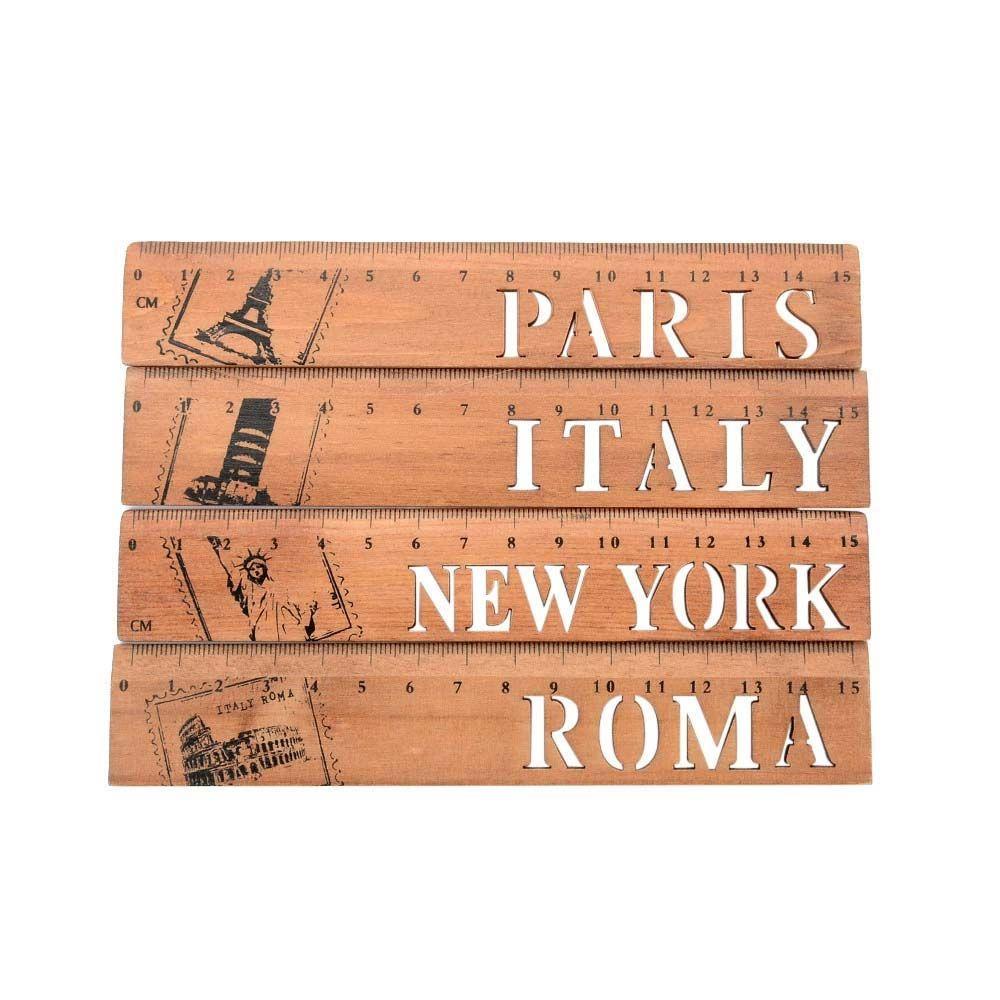Dyruidoj Thước Kẻ Thẳng Họa Tiết Phong Cảnh Paris Roma Ý Sáng Tạo Dành Cho Học Sinh