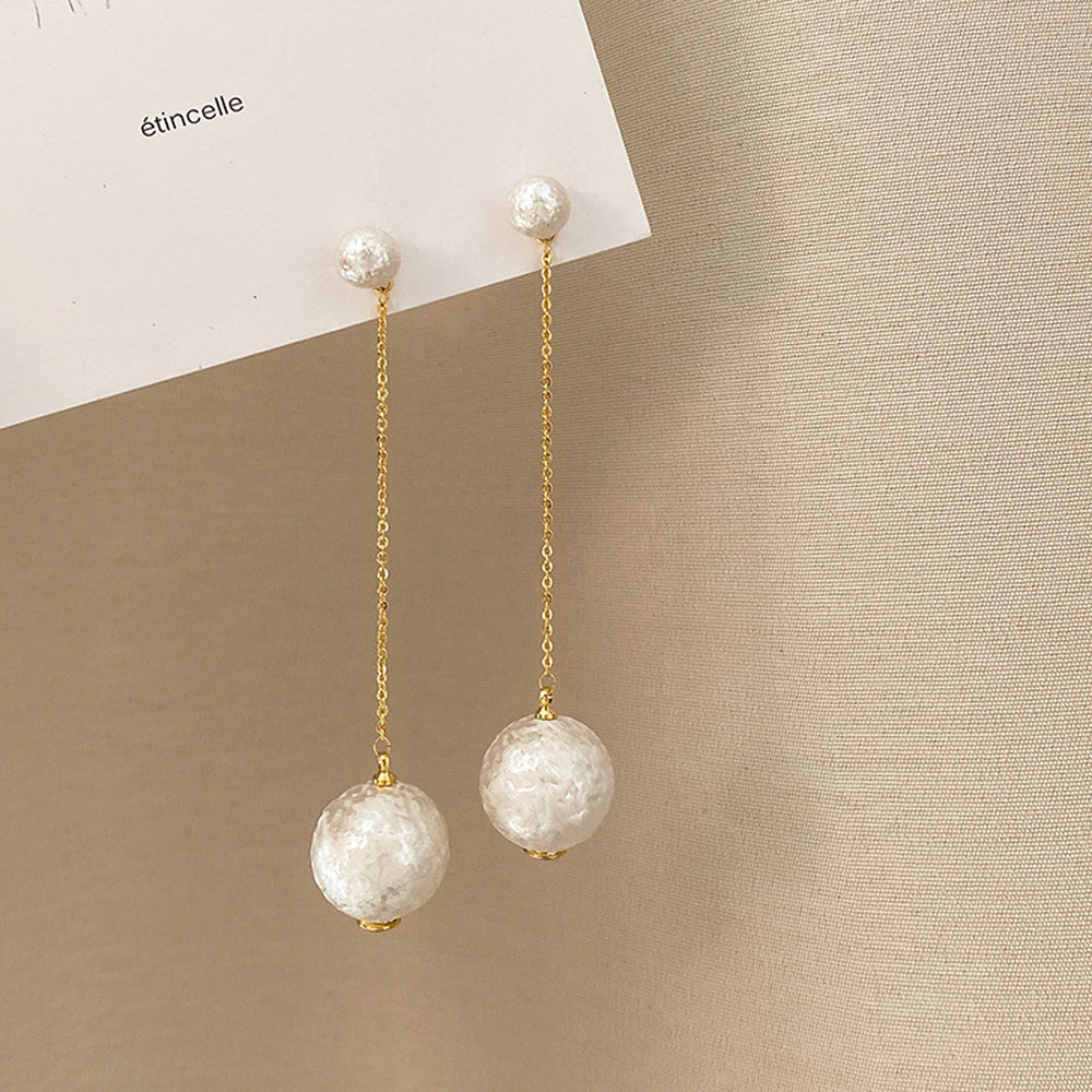 Đôi Bông Tai Dáng Dài Phối Ngọc Trai Nhân Tạo Thời Trang Cho Nữ S925